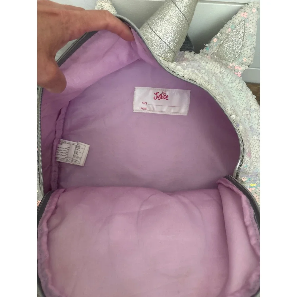 Vintage y2k Justice Girls Iridescent Sequin Unicorn Backpack Initial O